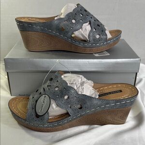 Good Choice April Pewter Chic Women's Gray Wedge Sandals Women’s Size 6.5 New